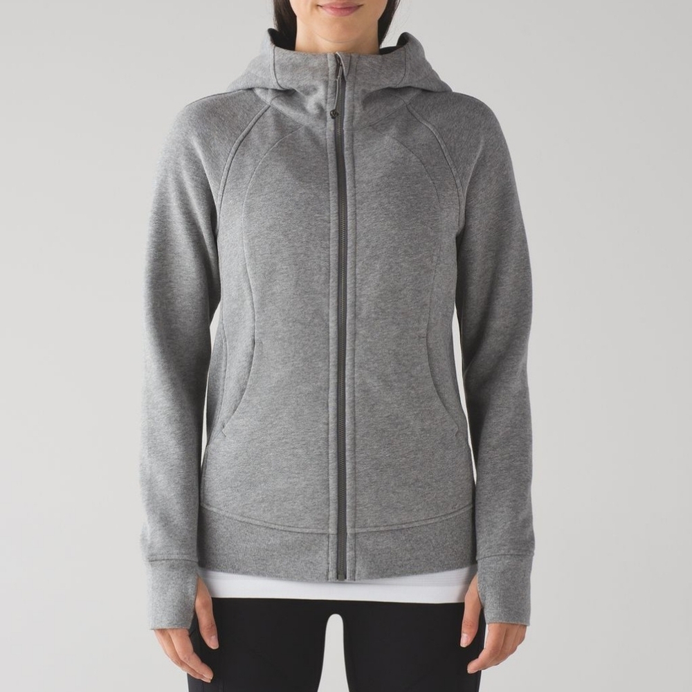Lululemon Athletica Heathered Medium Gray Scuba Hoodie Light Cotton Fleece 4